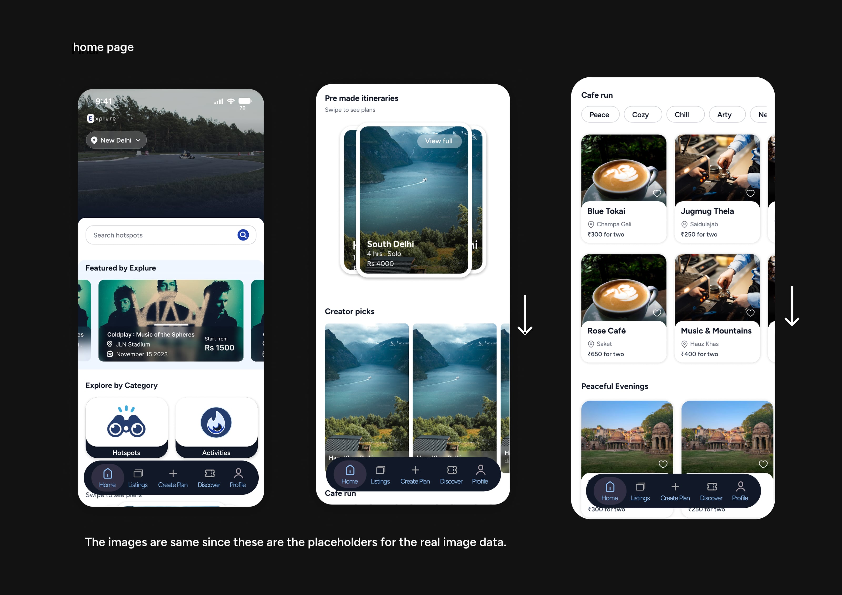 Explure case study — home page final UI