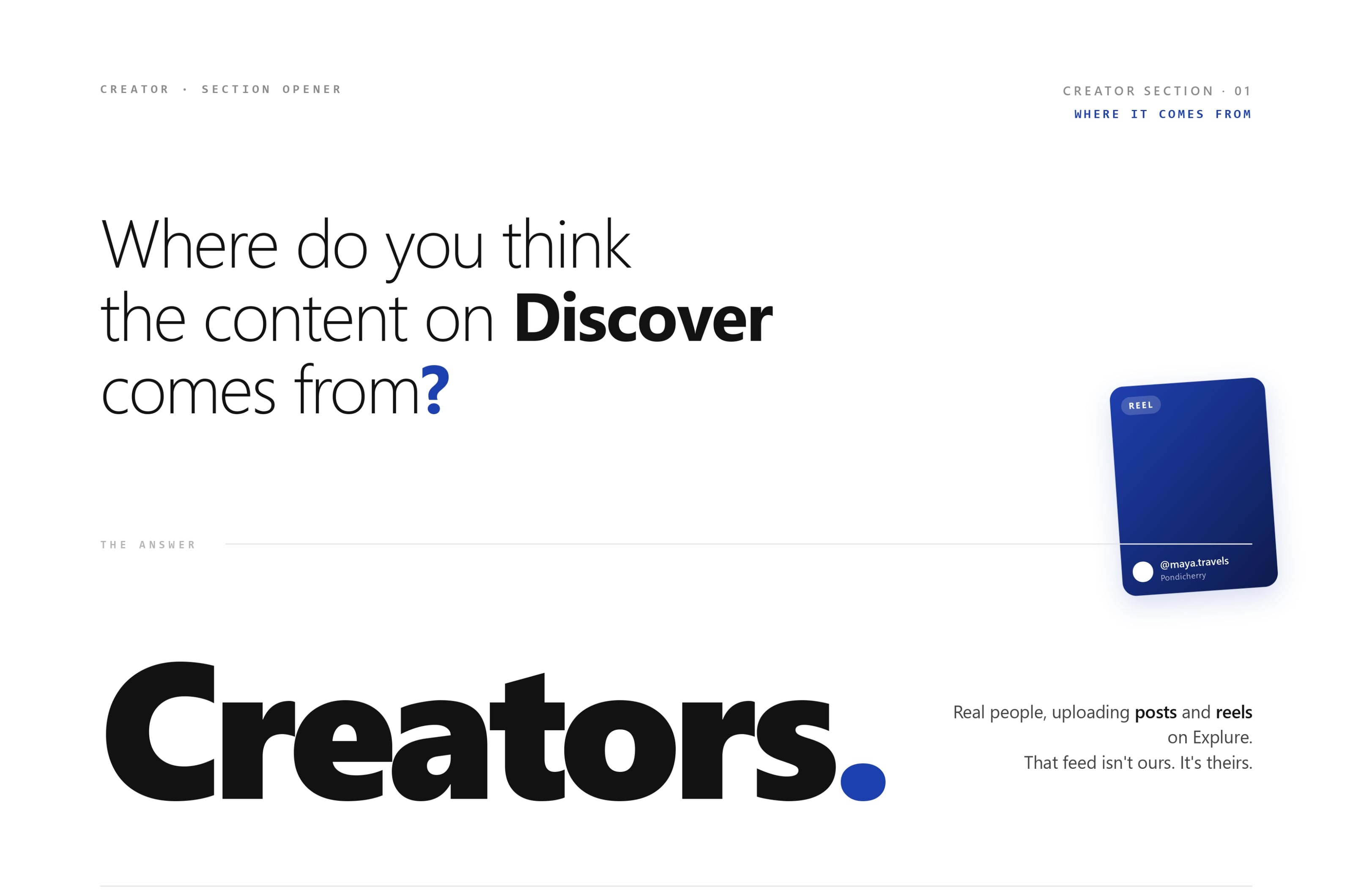 Explure case study — creator section opener